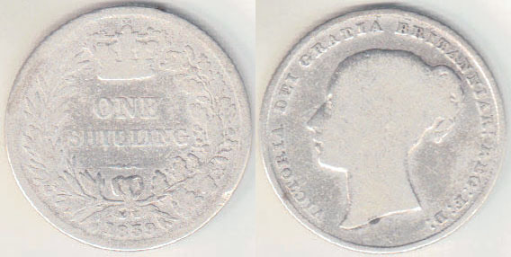 1839 Great Britain silver Shilling A000987